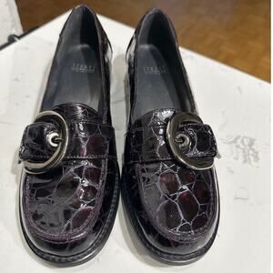 STUART WEITZMAN Women Deep Purple Alligator Patent Leather Loafer, Size 7, NWOT